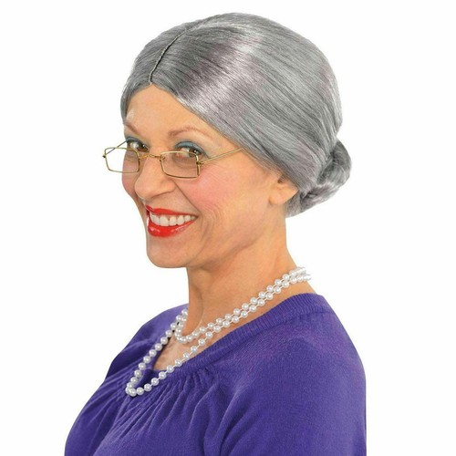 Alte dame graue perücke mit - perücke,