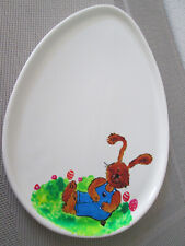 Eierteller Eierplatte Eierschale weiß Osterhase   Ei Form oval Ostern Deko