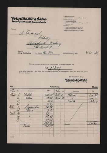 Braunschweig rechnung 1939 - rechnung,