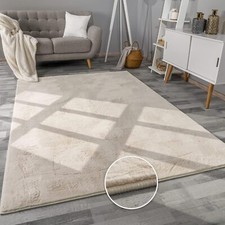 Teppich Wohnzimmer Kunstfell Plüsch Hochflor Shaggy Weich Waschbar Kaninchenfell