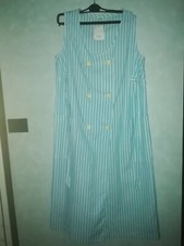 SOMMERKLEID PRÄNATAL UMSTANDSMODE BAUMWOLLE STREIFEN WEISS BLAU GRÖSSE S