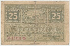 *NOTGELDSCHEIN*JARMEN*25 Pfennig*4.6.1920*Kleines Format*Tieste Nr. 3245.05.01*