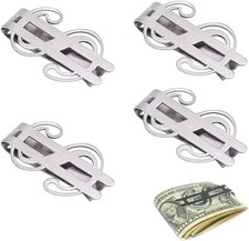 4 Stück Silber Geldklammer Herren, Geldscheinklammer, Edelstahl Money Clip Tragb