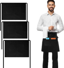 LPZMPZ 3 Stück Vorbinder Kellnerschürze Schwarz Schürze Damen Herren Bistroschür