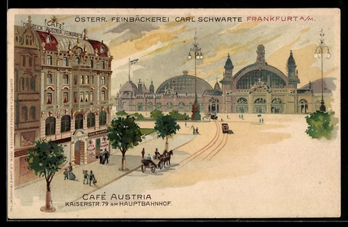 Lithographie frankfurt cafe - lithographie, frankfurt,