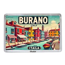 Burano, Insel in Venedig + Fridge Magnet + Souvenir - Vintage Fotomagnet Acryl
