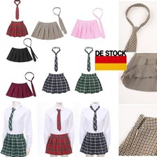 Damen Erwachsene Frege Schulmädchen Uniform Kleid Mini Plaid Rock mit Krawatte 