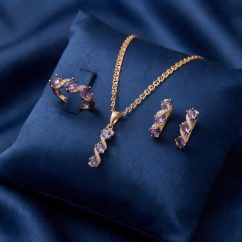 Schmuckset lila zirkon ring - zirkon,