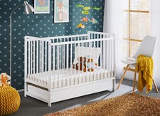 Babybett Kinderbett Gitterbett Beistellbett + Matratze Schublade CYPI 120x60