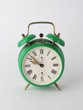 Grüner Mauthe Wecker Glockenwecker mechanisch 60er Jahre defekt