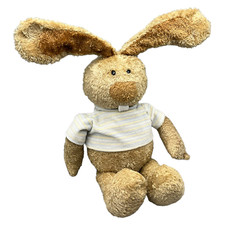 Heunec Hase Shirt Stofftier Schlenker 42cm Braun Gelb Blau Gestreift Draht Ohren