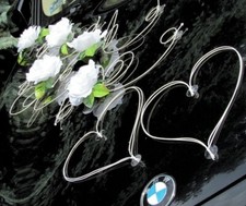 Brautauto Dekoration Autoschmuck Hochzeitsauto Schmuck Autodeko Set12 weiß