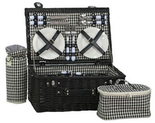 Picknickkorb weide schwarz f. 4 Personen inkl. 2x Thermotaschen 48x32 H.22 