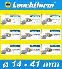 Leuchtturm Münzkapseln 10er Pack Kapseln Ø 14 - 41 mm, Gold Silber Euro, AUSWAHL