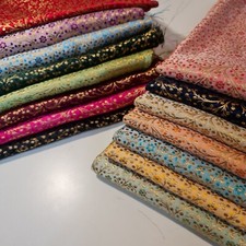 Ditsy Blumen Brokat Stoff Gold