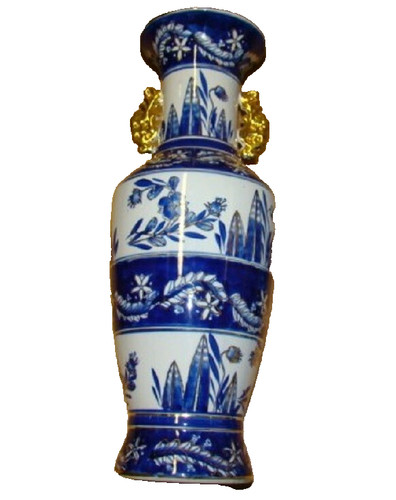 Bodenvase blau gold henkelvase - bodenvase,