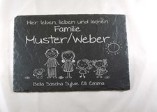 S 167 - Haustürschild Schiefer Türschild Lasergravur Schieferplatte 