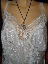 Traumhaftes Vintage Satin Spitzen Negligee cremefarben ca. 44-46 Kleid  (H777)