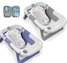 Faltbare Baby Badewanne mit Thermometer Gestell Kissen Babybadewanne Antirutsch