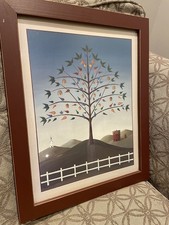 JD Logan Volkskunst Bauernhof Szene. Autumn Tree Americana Gemälde Druck. Selten