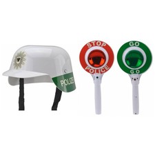 Kinder Polizei Set mit Helm und Polizeikelle Stop Kelle mit Licht 112 Polizist