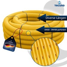 tecuro Drainagerohr, flexibel, gewellt und geschlitzt, DN 50 60 80 100, PVC-U