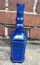 Vintage Glas Flasche Blau Muster Deko Dekorativ 