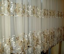 NEU Hochwertige Fertiggardine VOILE Stickereien Creme/Gold MAßANFERTIGUNG
