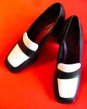 Pumps, Slip-on, Gr. 39, Schwarz, Weiß, Pat Calvin, Op-Art, Blockabsatz, 2-Tone