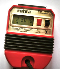 DDR Ruhla Stoppuhr LCD Digital Kaliber 86 rot gebraucht guter Zustand mit Leder