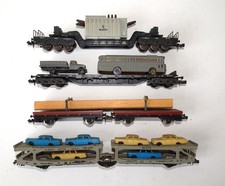 4 er Set Güterwagen, Autotransporter, Schwerlastwagen, Minitrix, Lima
