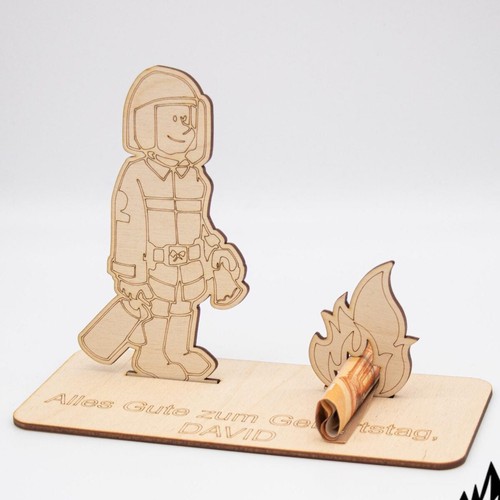 Geldgeschenk mit feuerwehrmann - mit,