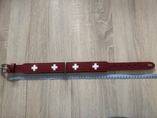 Hunter Swiss Hundehalsband Rot/ Weiß Gr.55 Lederhalsband