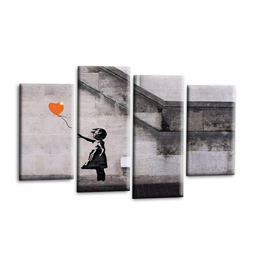 Banksy wandbild orange grau - wandbild,