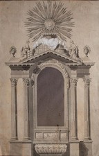 Architekturentwurf Altar Kirche Klassizismus Unikat Tusche Zeichnung Ende 18 Jhd