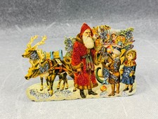 Christbaum Aufsteller Weihnachtsmann Rentier Schlitten Santa Pappe Glitzer  17cm