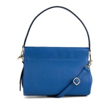 Leder Schultertasche blau