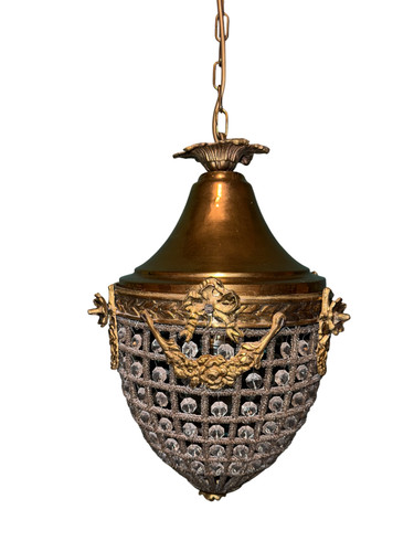 Vintage brass crystal basket - vintage,