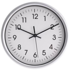 Wanduhr Quarz Ø 20cm Küchenuhr silber Werkstattuhr Bürouhr Uhr silber