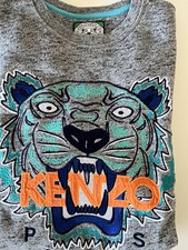 Kenzo Jungle, Sweater, Grau/ Blau, Löwenkopf Bunt, Jungs, Gr. XS