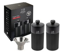 PEUGEOT Mühlenset NIGHT CHIC 12cm Schwarz Aluminium Pfeffermühle Salz Trichter