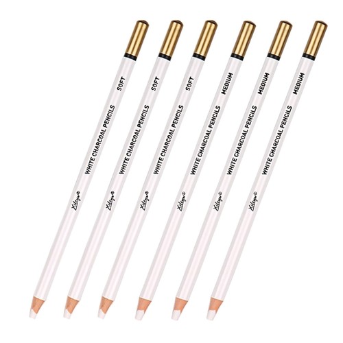 White charcoal pencils set - pencils,
