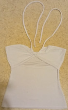 Neckholder Top, Cut Outs in Weiß - Größe L - Länge 57 cm