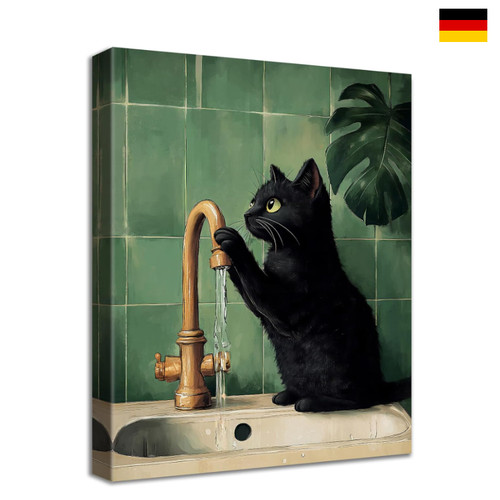 Schwarze katze leinwandbild - katze,
