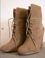 ZARA Stiefel Stiefeletten Wedges Keilabsatz camel  Schnürer Blogger Echtleder 36