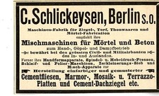 C.Schlickeysen Berlin MISCHMASCHINEN MÖRTEL BETON  Historische Reklame von 1895