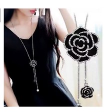 Damen Halskette mit Anhänger Mode 82 cm Schmuck Collier lange Kette