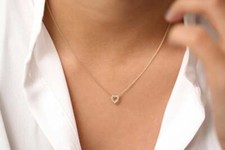 Diamant Hals Kette Collier 10 Brillanten 0,10 ct Karat VS 14K 585 Gold Herz Pave