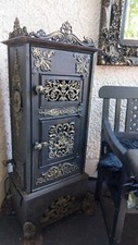 gusseisen ofen antik, schwarz/gold, 115 cm hoch, 45 cm breit, 35 cm tiefseisen O