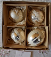 alter Christbaumschmuck 4 sehr große Kugeln Silber Lauscha Länge 9-15 cm